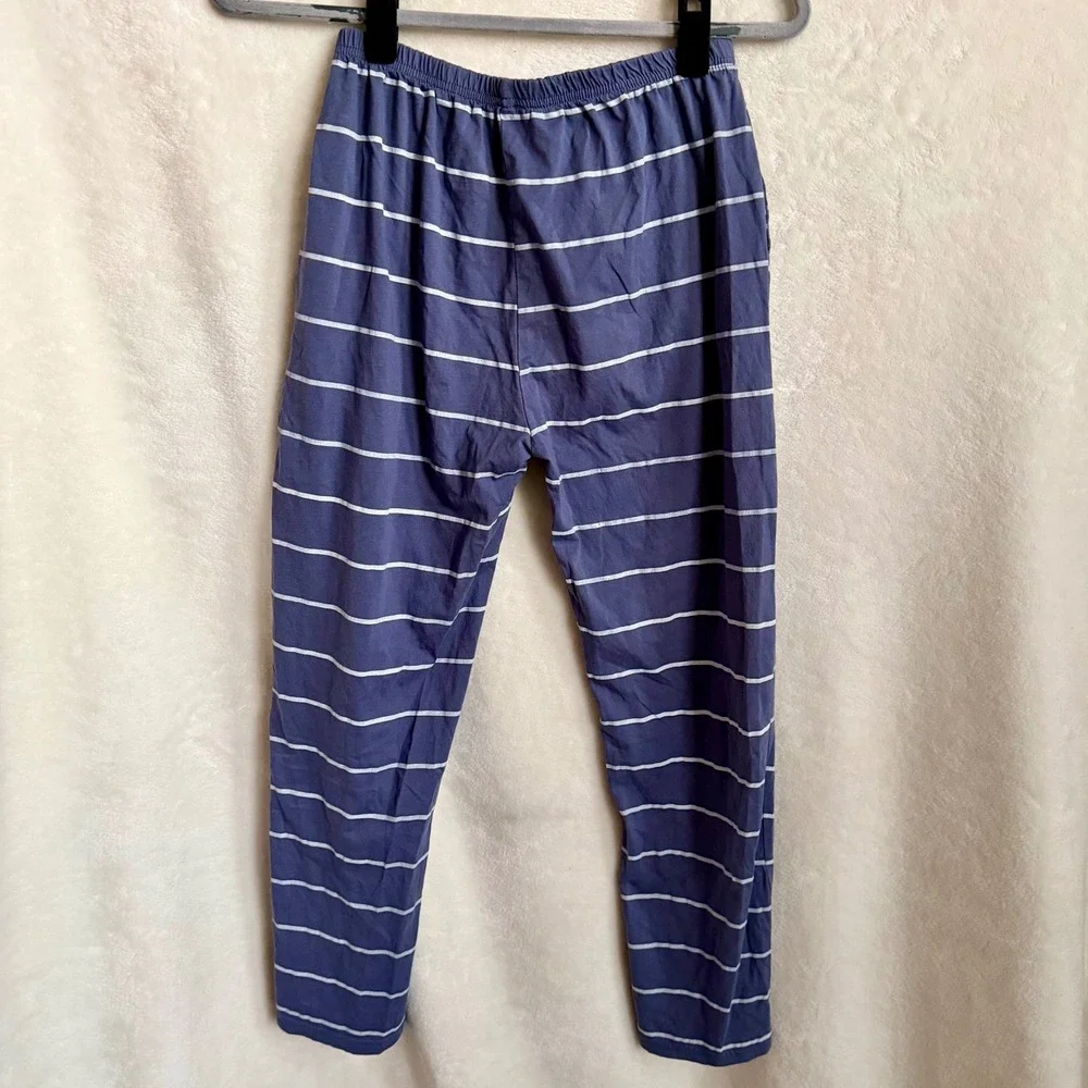 Cychelry Big Girls Navy Blue White Stripe Cotton Sleep Pajama Pants Size 16